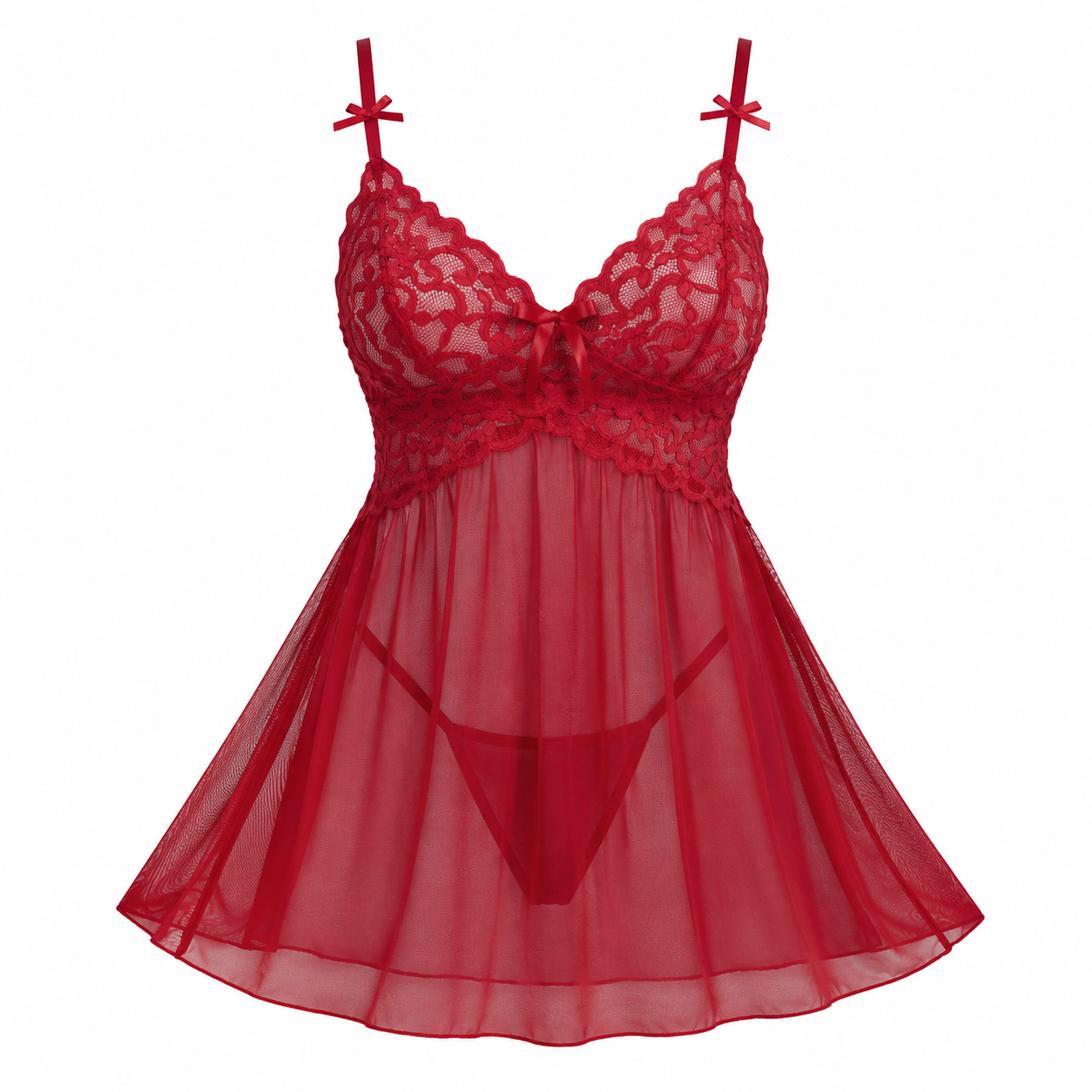 Babydoll Chemise Night - Lace Babydoll Lingerie for Women, Red