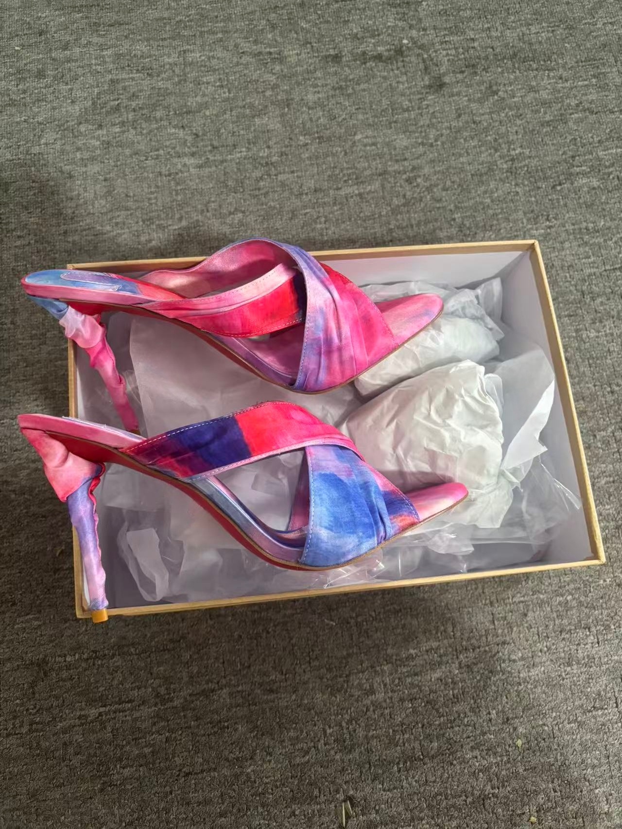 Women's Pink-Blue Tie-Dye Sati - Slip Dress Satin 리뷰 및 가격