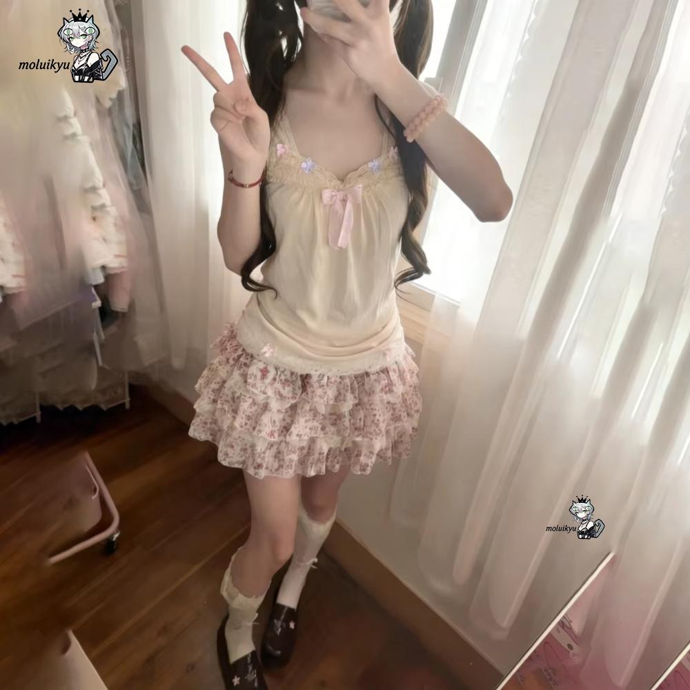 Women Y2K 2Pcs Outfit Set Lace - Cami Top Lace 리뷰 및 가격