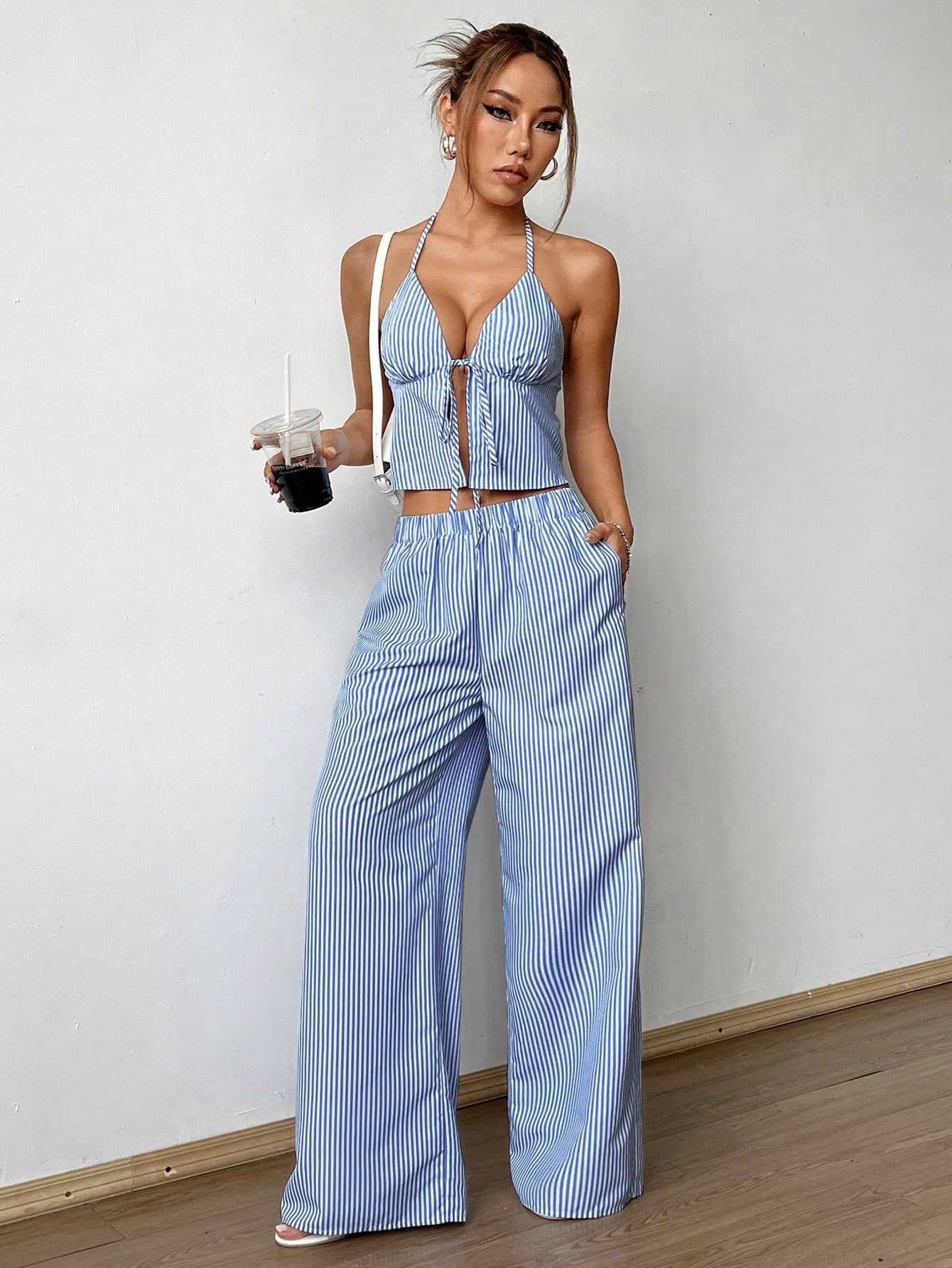 Striped Lace Up Camisole Colla - Cami Top Lace 리뷰 및 가격