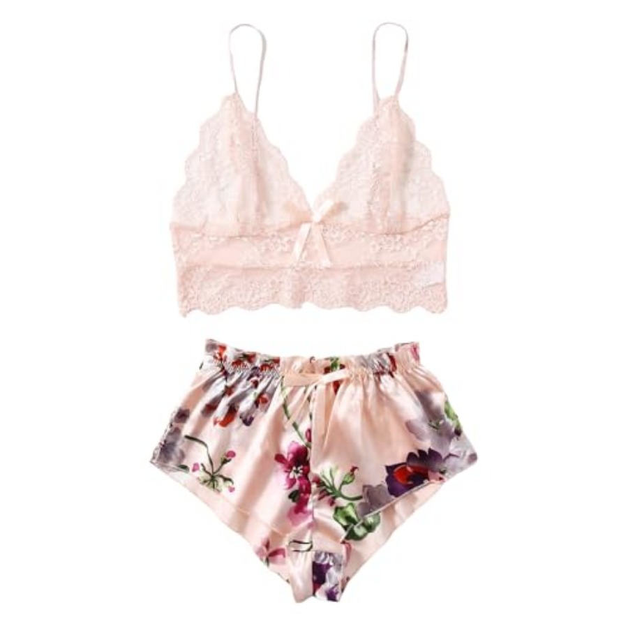 Women's 2 Pcs Lingerie Floral  - Cami Top Lace 리뷰 및 가격