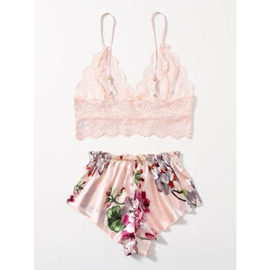 Women's 2 Pcs Lingerie Floral  - Cami Top Lace 리뷰 및 가격