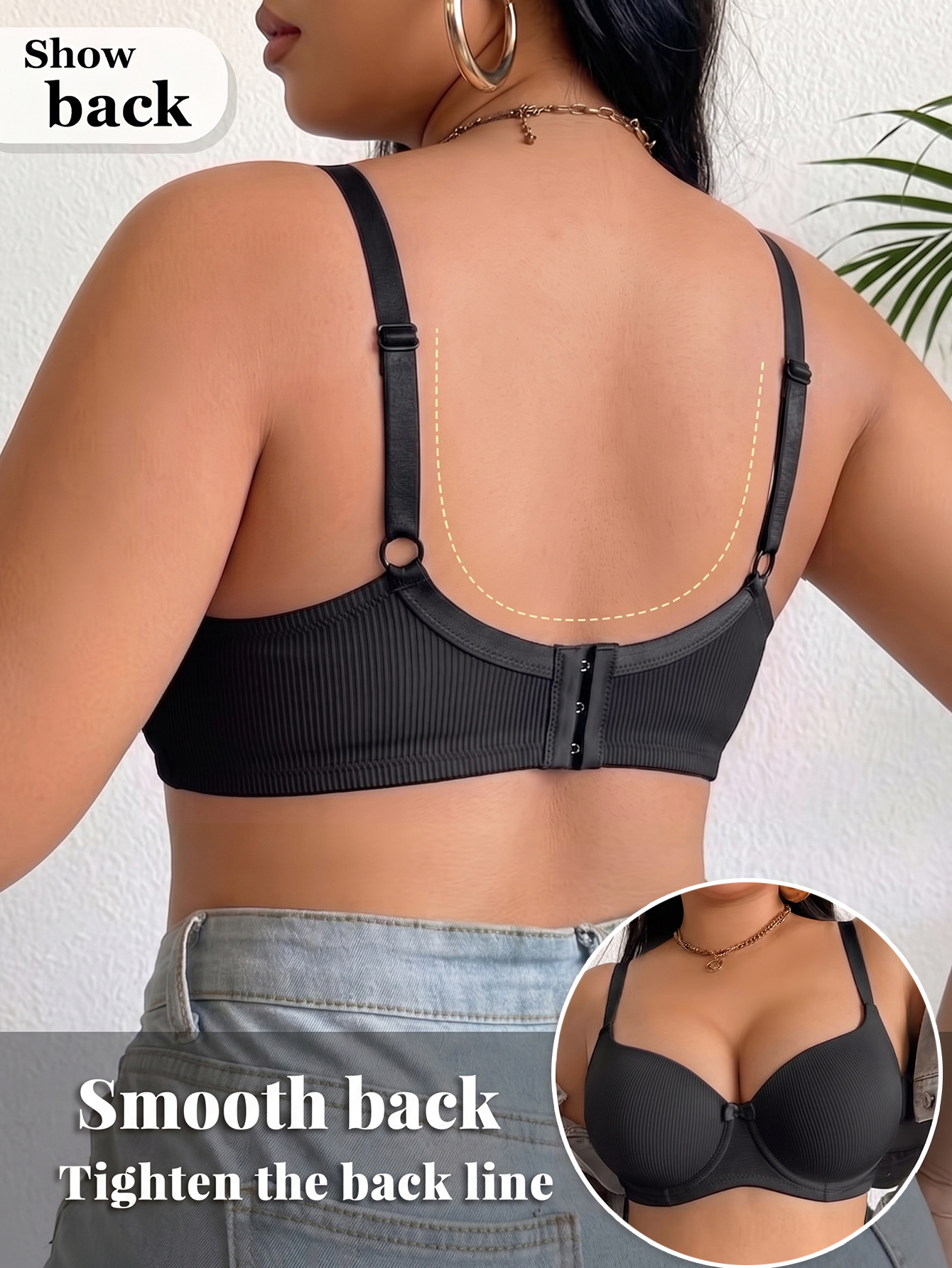 Plus Size Ribbed Women Bra Thi - Push Up Bra Padded 리뷰 및 가격